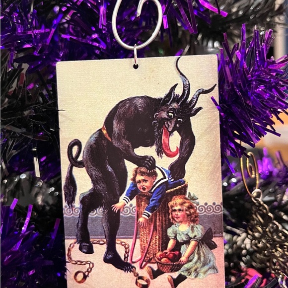 Krampus Ornament Set, Retro Krampus Postcard Greeting Holiday Ornament set - Picture 9 of 13